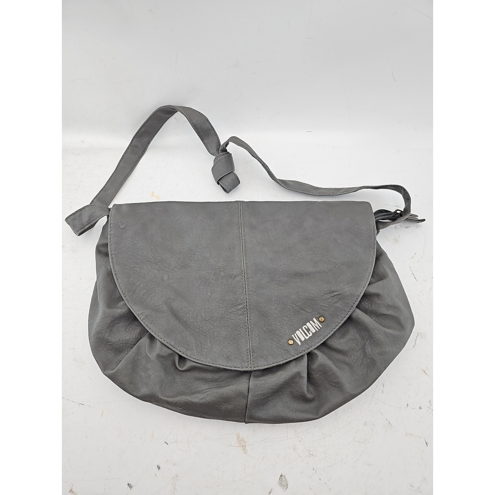 Volcom Grey Faux Leather Slouchy Shoulder Bag